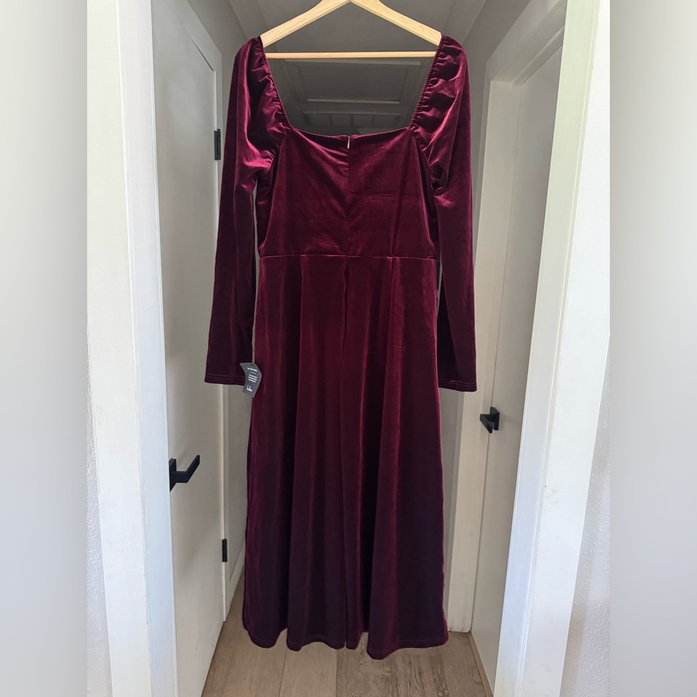 NWT | Lulus | Precious Impression Burgundy Velvet Bustier Midi Dress | Sz XL - Picture 6 of 9